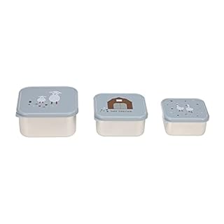 LÄSSIG Snackbox 3er Set Edelstahl 3 Stück Tiny Farmer blue