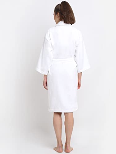Image of CREEVA Luxury 100% Cotton Bathrobe for Men & Women | Super Soft Velour | Shawl Collar | Highly Absorbent | Ideal for Spa, Shower, Gym, Travel & Gifting