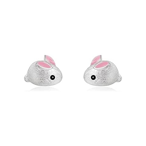 baobei silver Earrings , Sterling Silver earrings, tiny bunny earrings, small cute rabbit earrings, girl Earrings, kid earrings, stud earrings, earring stud, Cartilage earrings (matte bunny earring) Cover