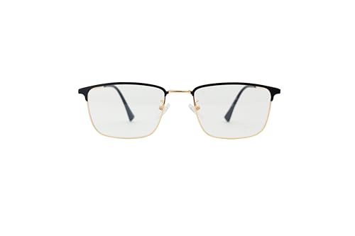 Image of ADMIRE Metal Frame Eyeglasses, Black, Rectangular Shape, Clear Lens, Lightweight Hal-Rim Spectacles