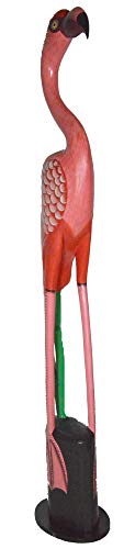 Figura Decorativa Flamenco Rosa Tallado en Madera 99 cm miniatura 2