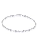 Waitsoul Silver Bracelet for Men 3mm Diamond-Cut Rope Chain Bracelet for Women 7.5 Inch