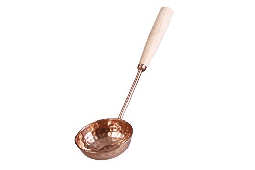 eliga Schöpfkelle mit Mulde aus Kupfer und Holzgriff, 1 Stück (1er Pack)