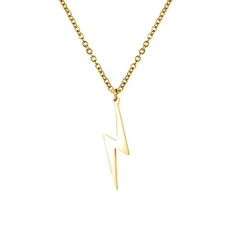 Collar con Perno de Rayo para Mujeres y Hombres de Acero Inoxidable Simple Calle...