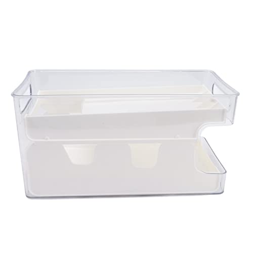 Organizador de soda de 2 niveles, organizador de plástico apilable, el organizador de bebidas de plástico, el soporte para el refrigerador de refrigerador de despensa (Blanco)
