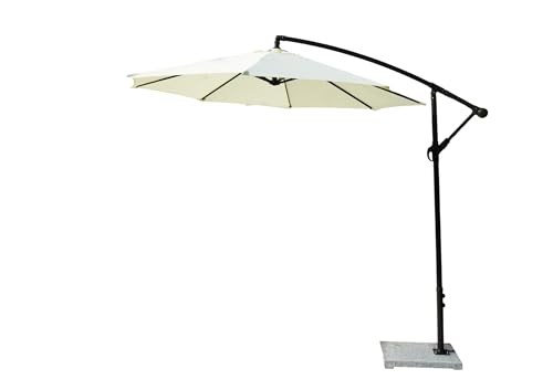 DEVOKO Grand Patio 9 Ft Outdoor Offset Cantilever Umbrella with PVC Base & Crank Handle for Deck, Garden, Terrace, Balcony, Backyard, Restaurant or Poolside area (Off-White)