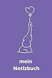 lila elefantenzahnpasta  kleiner süßer Elefant mit Herzluftballon - lila Edition - liniertes Notizbuch: Notizbuch liniertes 6x9 Zoll ca. DIN A5 120 Seiten