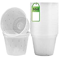 Garten lux Juego de 30 macetas para orquídeas transparentes de 14 cm de diámetro y 11 cm de alto, de plástico, para orquídeas de interior, 1 L