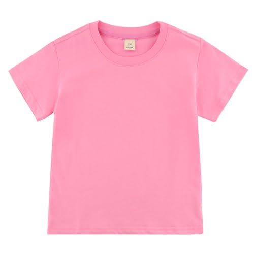 Image of Toddler Kids Short Sleeve Crew Neck T-Shirt Pullover, Loose Fit Casual Basic Tees for Boys Girls 2-8 Years