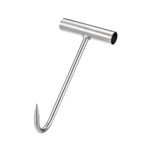 Qianly Manhole Hook Well Cover Lifter Tool Rigid Tool Hook Lift Manhole Covers Steel with T Shape Handle Utility Tool, 30CM