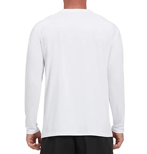 Upf 50+ Swim Shirts Long Sleeve Sun Shirts Sun Protection Fishing Shirts Rash Guard Shirt For Men White #TOP1