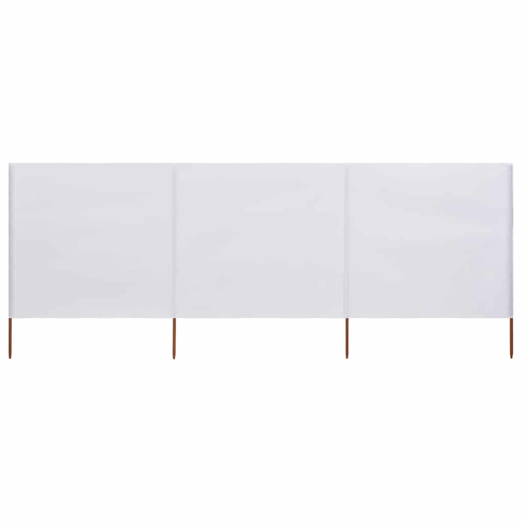 Paravent Retractable 3 Panneauxen Tissu Non Tissé Blanc 400x120 cm - Brise-Vent Extérieur avec 4 Poteaux en Bois pour Jardin, Terrasse et Camping