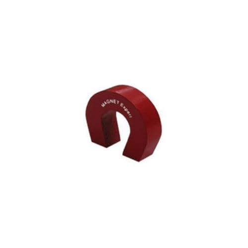 Pocket Size Red Alnico Horseshoe Magnet for Science, Education, Experiments, Students, and Teachers - 25.4mm x 28.5mm x 8mm - 1.5kg Pull