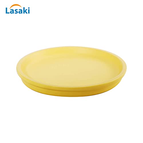 Image of Lasaki Round Saffron Ceramic Bottom Tray /Plate for Planter (5-inch, Set of 2) | Dripping Tray for Pots & Succulents | Indoor & Outdoor Planters Home Garden Decor (Plants Not Included)