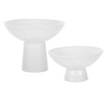 MAGICLULU 2Pcs Small White Pedestal Bowls Ceramic Footed Fruit Bowl for Displaying Kitchen Counter 4.9 x 4.13Inch 2 Sizes