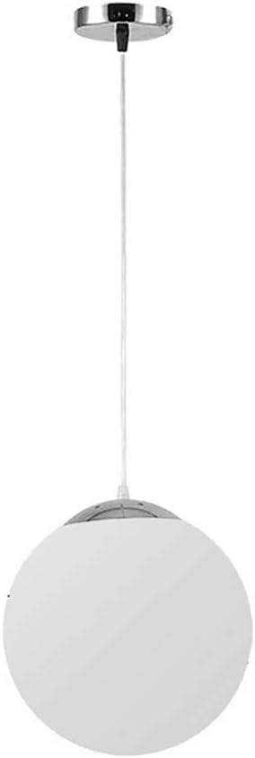 Ling Modern Globe Pendant Light, Milk White Opal Glass Ball Ceiling Light Fitting for Kitchen Dining Room Bedroom, Silver, 15CM