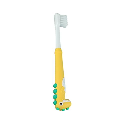 Cepillo de dientes para niños, pelo suave, pequeño embalaje independiente, caricatura de dinosaurio dulce, bebé, cepillo de dientes de pelo para niños de 3 a 12 años de espuma de baño
