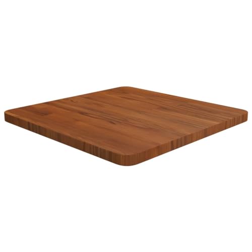 Image of Square Tabletop, Durable Solid Oak Wood, Dark Brown Finish, Medium Size, Ideal for Dining Rooms & Restaurants, Easy Maintenance