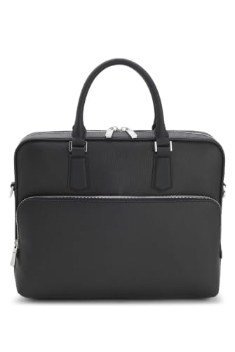 BOSS Mens New Crosstown S. Doc Italian Leather Briefcase with Embossed Logo black Einheitsgröße