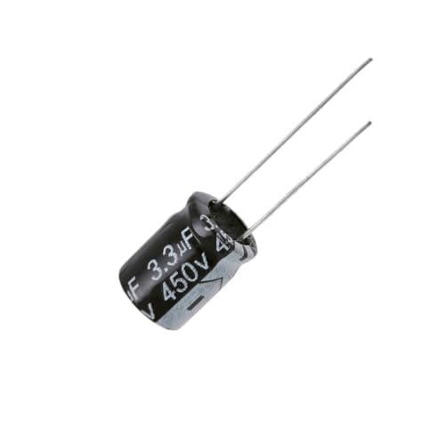 Capacitor electrolítico 450V 3.3uF de aluminio con dimensiones de 10x10mm 3