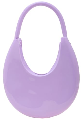 Jelly Clutch Purse For Women Crescent Shoulder Handbag Candy Color Moon Bag Evening Purse Top Handle Handbags For Prom