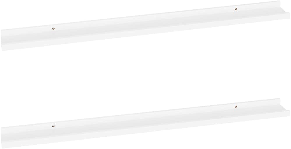 Wall Shelf Set of 2 White MDF Floating Shelves 39.4in Modern Matte Display Ledges Easy Mount for Living Room Bedroom or Pantry Compact Vertical Storage image 3