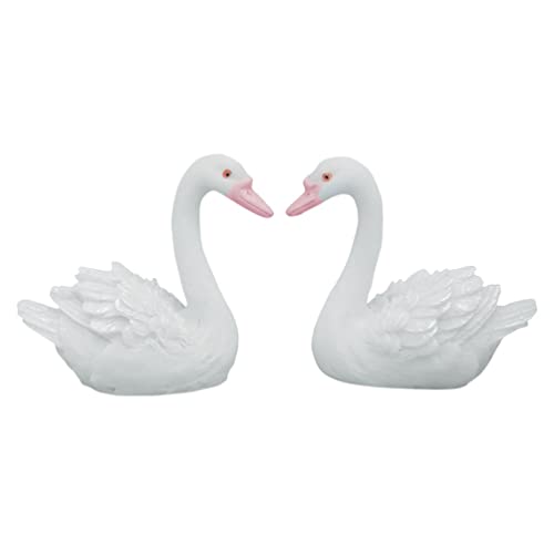 Holibanna 2Pcs Garden White Swan Statues Resin Goose Figurines Landscape Ornament White Swan Statues Art Craft For Yard Garden Decoration #TOP2