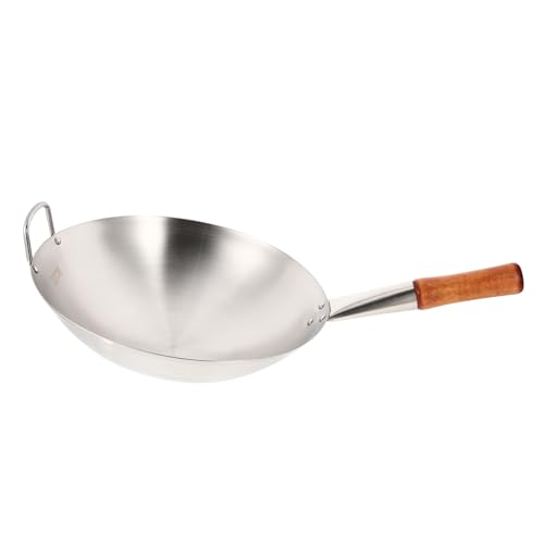 Wok de Acero Inoxidable Plateado con Mango Único Antiadherente