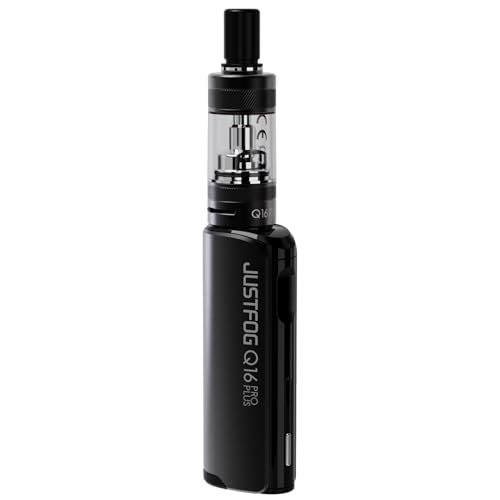JUSTFOG Q16 Pro Plus Pod Kit �d�q�^�o�R MTL���� �X�^�[�^�[�L�b�g VAPE �|�b�h�^ 1500mAh �R���p�N�g �W���X�g�t�H�O ���K�i �u���b�N