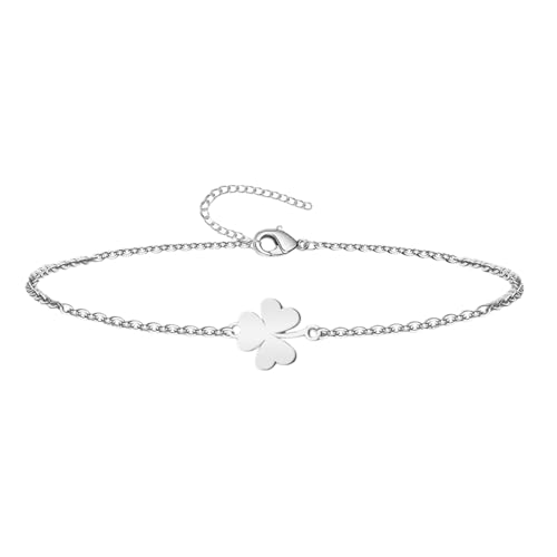 cotigo-Pulsera Trébol de tres Hojas Acero inoxidable, Símbolo de España, Amuleto de Suerte y Protección, Pulsera Mujer y Hombre (Trébol de tres Hojas-21208)