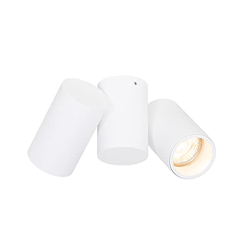 QAZQA Diseño Foco diseño blanco 2-luces orientable - MICHAEL Acero Alargada Adecuado para LED Max. 2 x 50 Watt Cover