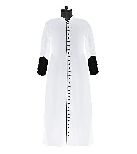 CosplayDiy Men's Single Breasted Clergy Robe Preacher Cassock Robe Pulpit Liturgical Vestment