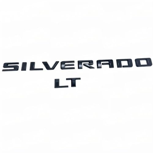 Image of 2019-2025 2pack OEM Nameplate with LT Emblem 3D Letters Badge Replacement for Silverado 1500 2500HD 3500HD 86539786 (Glossy Black)