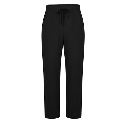 Men's Casual Solid Color Wide Leg Pants Elastic Drawstring Straight Loose Trousers Lightweight Cozy with Pockets4