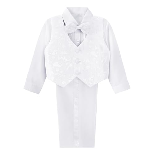 Image of Dressy Daisy Boys Classic 5-Piece Jacquard Tuxedo Suit, Black White Blue