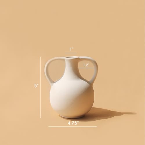 Image of Bliss Hohm Jini Vase White Round, Vase for Home Decor, Flower Vases for Living Room, Office Decor, Decoration Items, Wall Tabletop showpieces, Small Desk Decorative Items (White Jini)