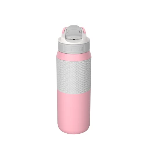 Kambukka Edelstahl Trinkflasche mit Strohalm - Modell LAGOON PINK LADY - 750 ML - Auslaufsichere isolierte Wasserflasche mit Strohalm - Edelstahl Cover
