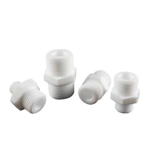 FRAOMHFW Adaptador de Conector de Boquilla de PTFE for tubería Euqual, Reductor Macho a Macho, BSP NPT de 1/8', 1/4', 3/8', 1/2', 3/4', 1' (Lab)(NPT 1l4)