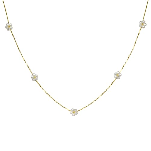 Daisy Necklace Summer Flower 18K Gold Pretty Choker Jewelry for Women