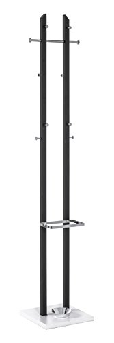 Preisvergleich Produktbild HAKU Möbel Garderobenständer, Kleiderständer, Standgarderobe, Chrom, schwarz, weiß, Metall - Maße: B 34 x H 182 x T 33 cm, Style: Modern
