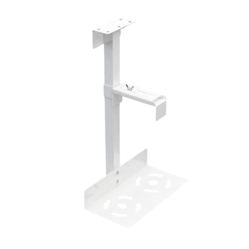 Soporte ajustable para CPU bajo escritorio, montaje colgante para torre PC y monitor, altura y ancho regulables (blanco)