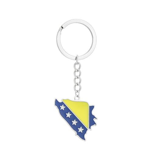 Bosnie-Herzégovine Carte Drapeau Pendentif Porte-Clés - Rétro Ethnique Émail Porte-Clés Bijoux Souvenir De Pays, Hommes Femmes Charme Chic Porte-Clés Tendance Voiture Clé Sac Accessoires, Blan