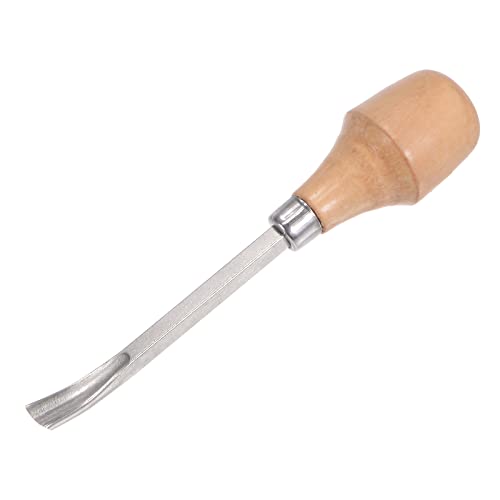uxcell Wood Chisels Carving Knife, 10mm Chrome Plated 45# Carbon Steel Curved Half-round Tip Woodworking Hand Tool Graver 130mm (5-Inch) Length