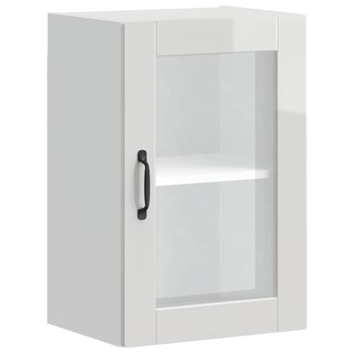 Image of vidaXL Kitchen Wall Cabinet with Glass Door Porto High Gloss White, kitchen wall unit, cabinet for kitchen wall, kitchen cabinet on wall