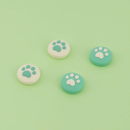 Image of GeekShare Thumb Grips Compatible with Switch /OLED /Lite, 4PCS (Cat Paw Green)
