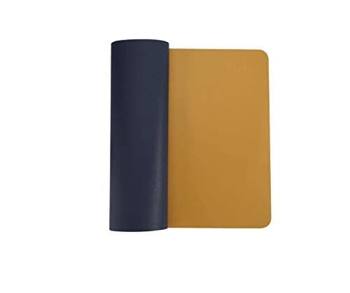 Image of Mouse Pad, Desk Mat, Large Leather Desk Pad, PU pad Waterproof Mouse Pad for Laptop, Office Table Protector Blotter Best Gifts (60 x 30 cm, Nevy Blue & Orange)