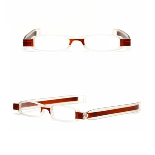 First Lens Flexifold Slim Compact | Lightweight | Stylish Transparent Frame Reading Glasses for Men & Women (+2.50) - Brown