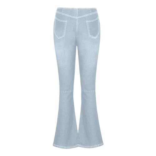 Women's Pull on Flare Jeans Ladies Elastic Skinny Flared Bootcut Denim Pant Jeggings Mid Waisted Bell Bottom Pants4
