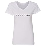 Dorluksy Freedom Charlie Kirk Tee - RIP Memorial Tribute Ladies' V-Neck Tshirt (White, Small)