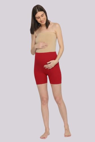 Image of Women's High Waist & Mid-Thigh Cotton Lycra Maternity Shorts|Pregnancy Panty|Maternity Panties Over The Belly for The Pre & Post Pregnancy